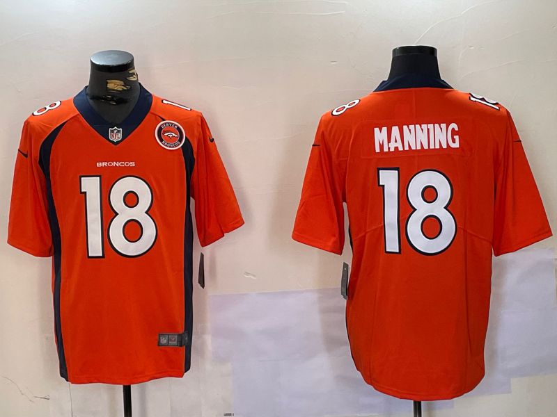 Men Denver Broncos #18 Manning Orange 2024 Nike Vapor Limited NFL Jersey style 6